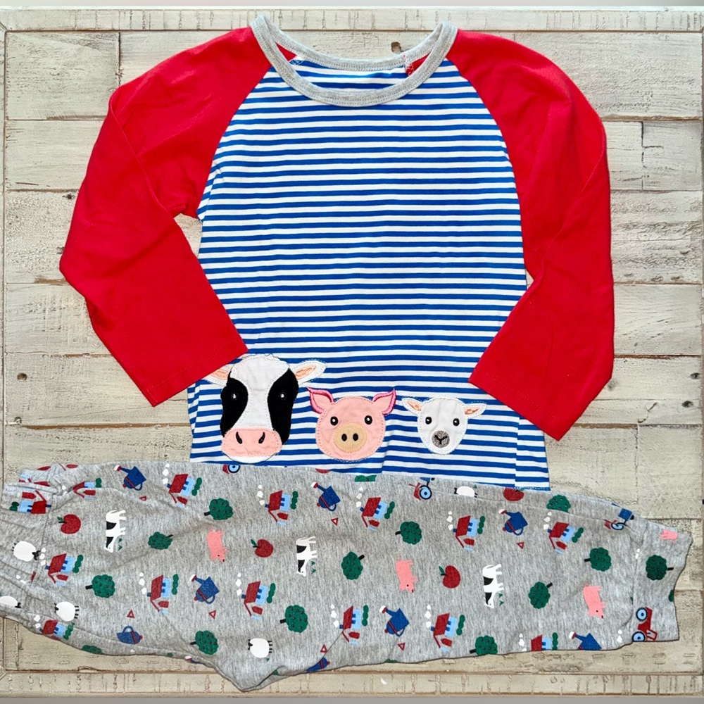 Jumping Meters boys size 6T LS top & pants set EUC similar to mini Boden farm